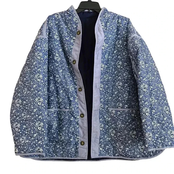 Sabrina Lauren Jackets & Blazers - Sabrina Lauren Reversible Quilted Jacket Floral/ Blue Size 3XL